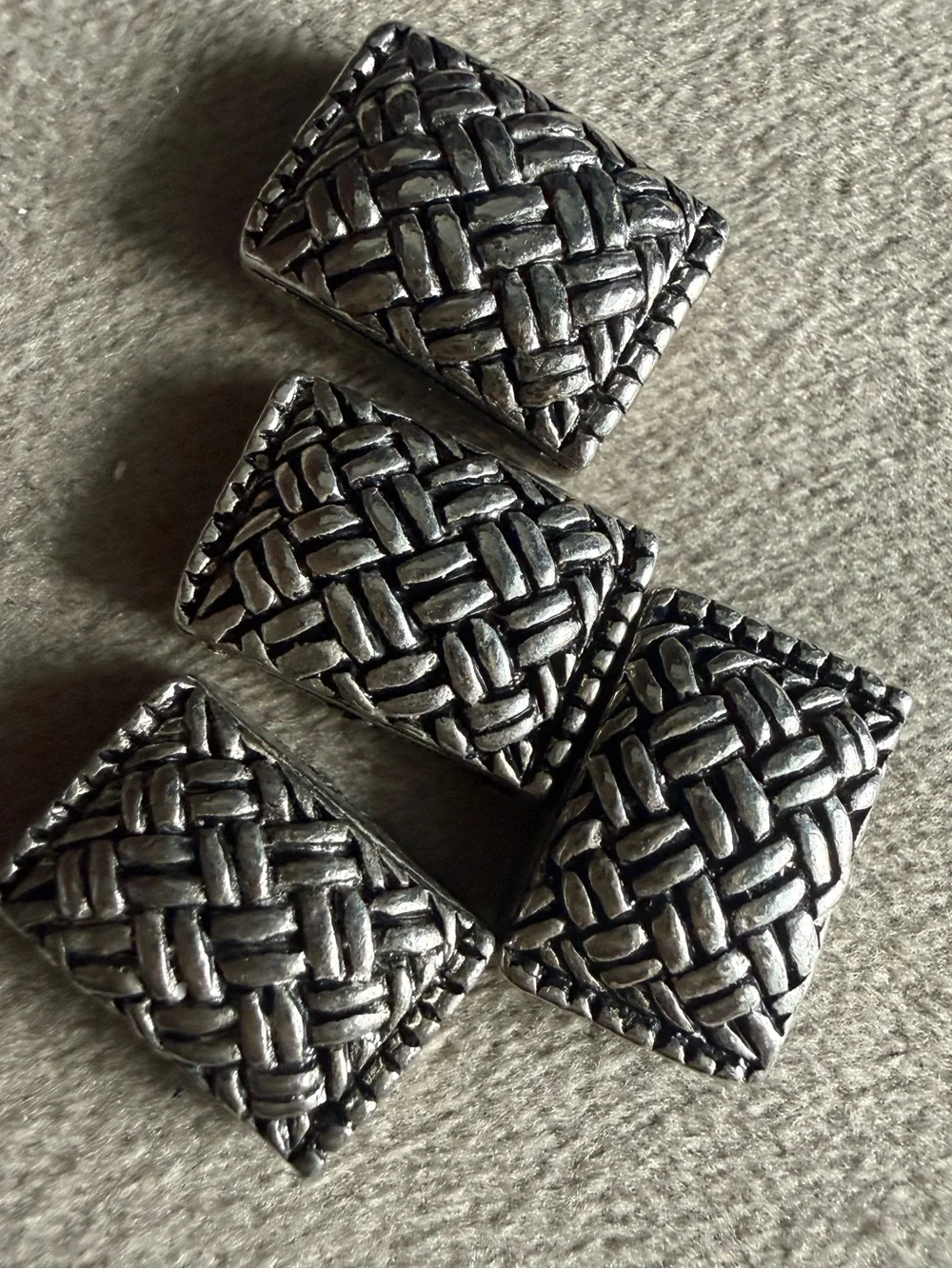 Textured Silver-Tone Braided Rectangle